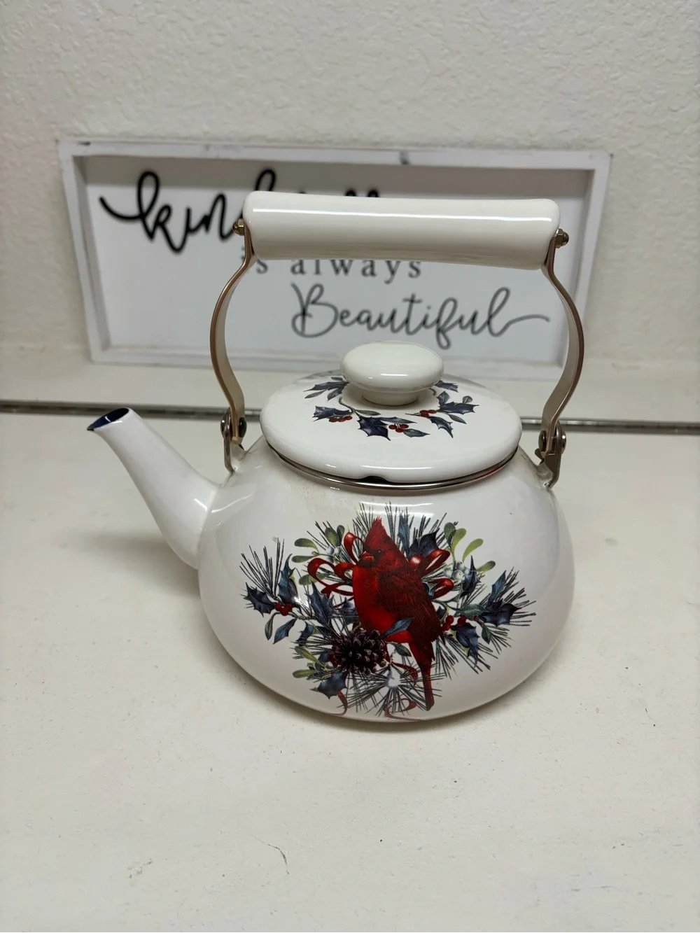 Lenox Winter Greetings Metal enameled teapot